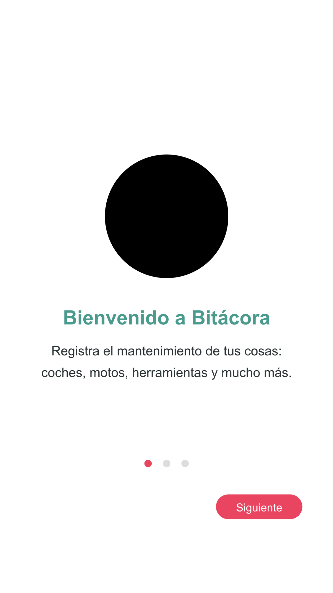Pantalla de bienvenida de Bitácora
