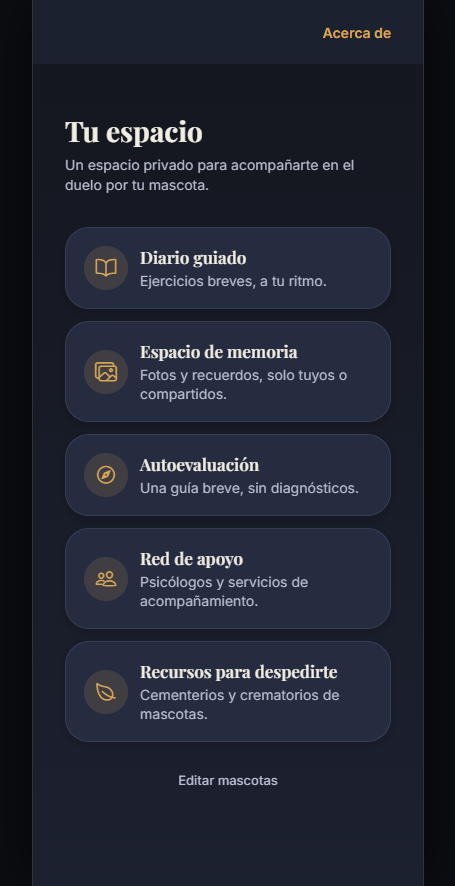 Pantalla Tu espacio de Memoria Viva